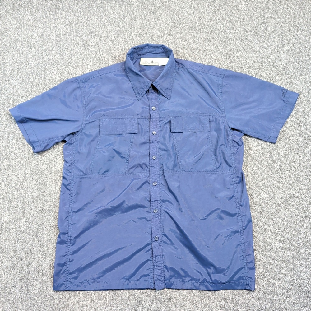 American Outback Gorpcore Fishing Shirt Medium Blue Nylon Coastal Surf Utility